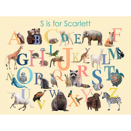Our Animal Alphabet Horizontal - Multicolor Stretched Canvas Wall Art