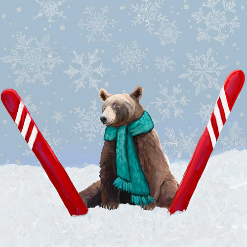 Holiday - Tired Ski Bear Stretched Canvas Wall Art