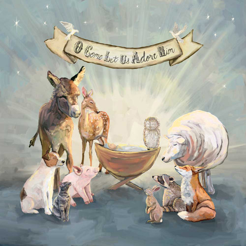 Holiday - O Come Let Us Adore Him Stretched Canvas Wall Art