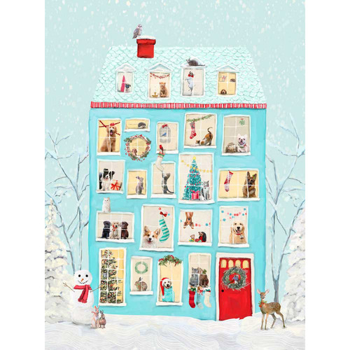 Holiday - Festive Animal House Stretched Canvas Wall Art