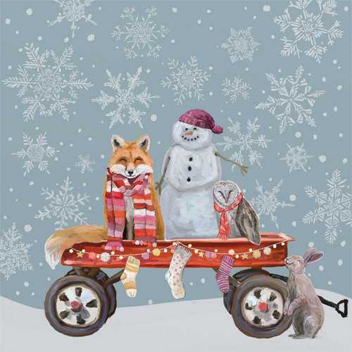 Holiday - Red Wagon Ride Stretched Canvas Wall Art
