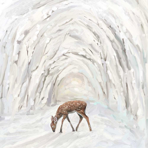 Winter Morning Deer Stretched Canvas Wall Art