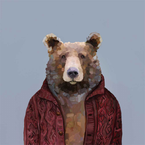 Bears Wear Cardigans Stretched Canvas Wall Art