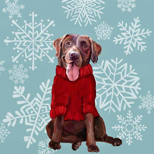 Holiday - Festive Chocolate Lab Stretched Canvas Wall Art