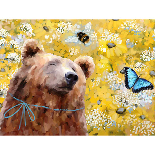 Spring Bear Stretched Canvas Wall Art
