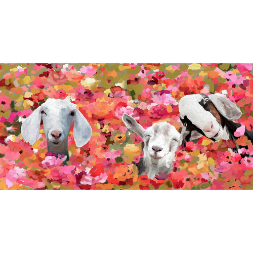 Wildflower Goats Stretched Canvas Wall Art