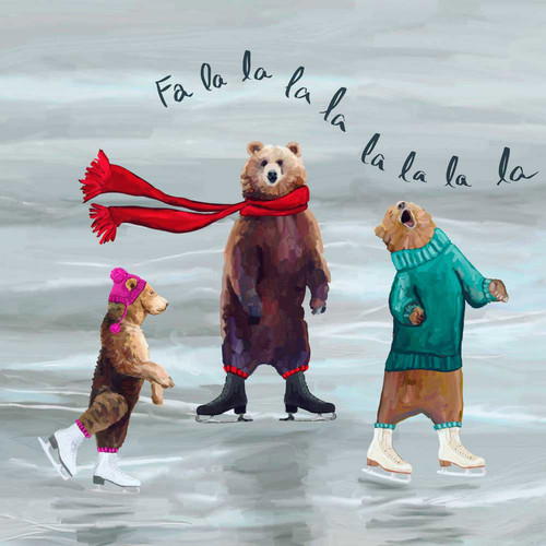Holiday - The Three Skating Bears Stretched Canvas Wall Art