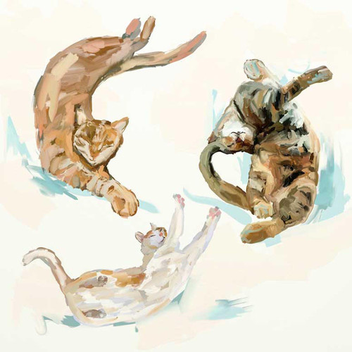 Feline Friends - Stretchy Cat Trio Stretched Canvas Wall Art