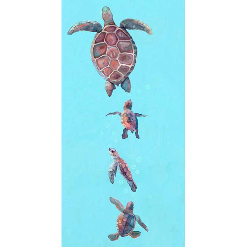 Momma And Baby Turtles Stretched Canvas Wall Art