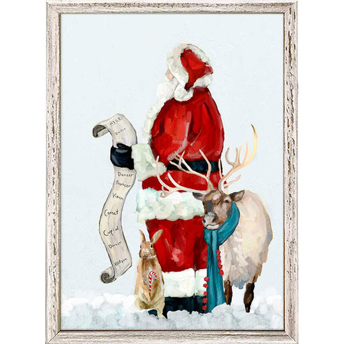 Holiday - Christmas Santa With List Mini Framed Canvas