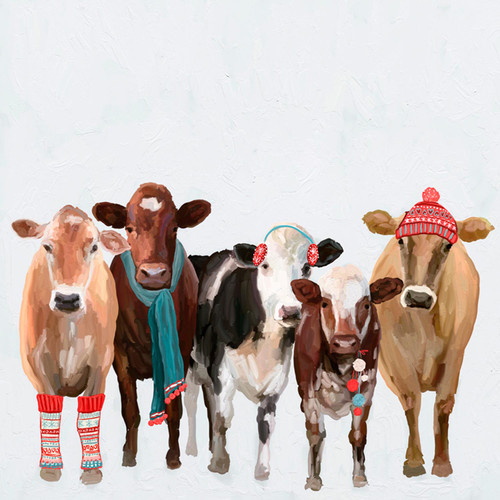Holiday - Festive Cow Club Stretched Canvas Wall Art