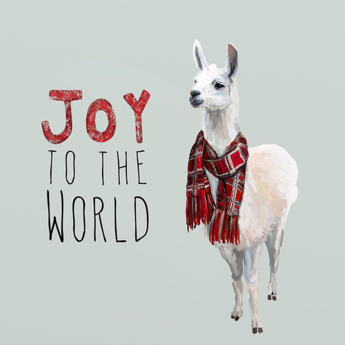 Holiday - Joy To The Llama Stretched Canvas Wall Art
