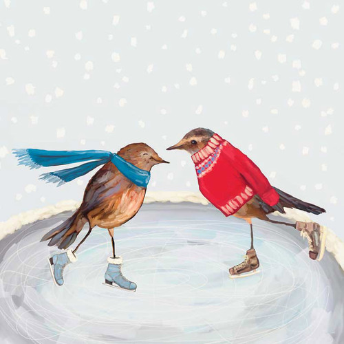 Holiday - Skating Birds Stretched Canvas Wall Art