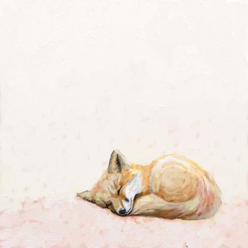 Curled Up Fox Stretched Canvas Wall Art