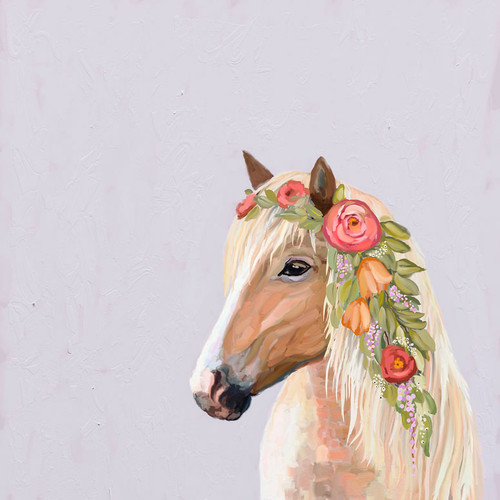 Floral Horse Stretched Canvas Wall Art