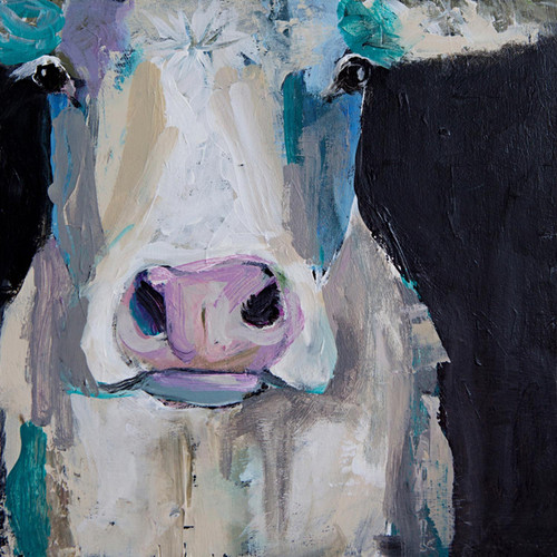 Cow Close Up Stretched Canvas Wall Art