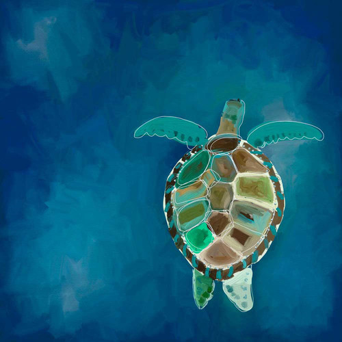 Swimming Sea Turtle Stretched Canvas Wall Art