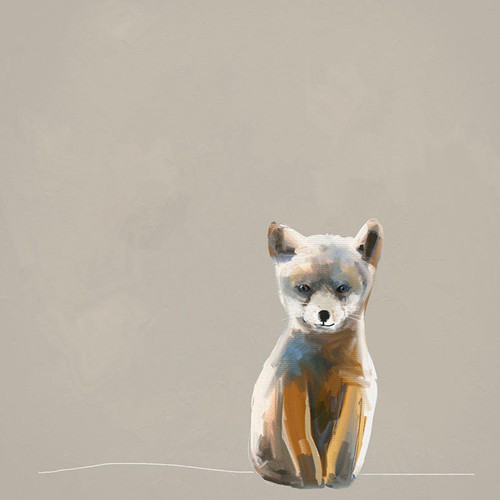 Baby Fox - Neutral Stretched Canvas Wall Art