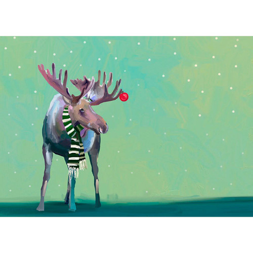 Holiday - Wondrous Moose In The Snow Stretched Canvas Wall Art