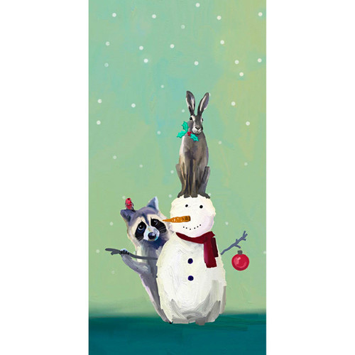 Holiday - Wondrous Snowman, Raccoon And Rabbit Stretched Canvas Wall Art