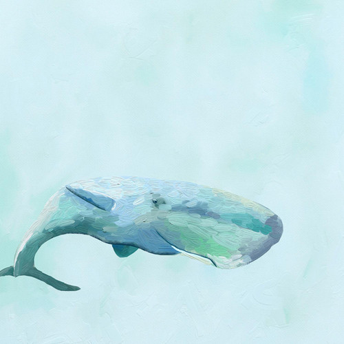 Swimming Whale Stretched Canvas Wall Art