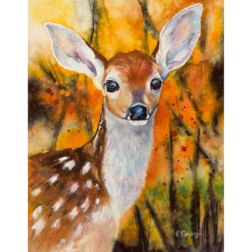 Fall - Deer In The Trees Stretched Canvas Wall Art