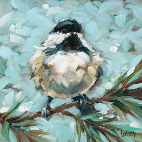 Chickadee In Pine Stretched Canvas Wall Art