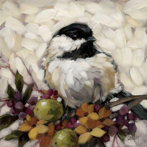Chickadee With Lime Stretched Canvas Wall Art