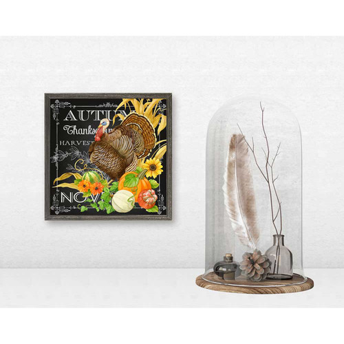 Fall - Harvest Greetings - Turkey Mini Framed Canvas