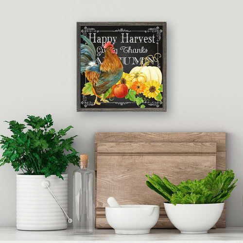 Fall - Harvest Greetings - Rooster Mini Framed Canvas