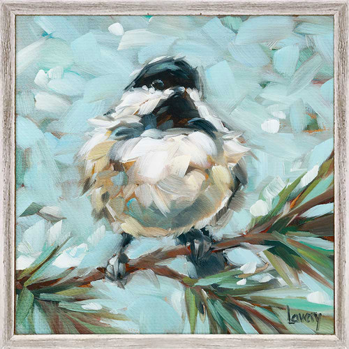 Chickadee In Pine Mini Framed Canvas