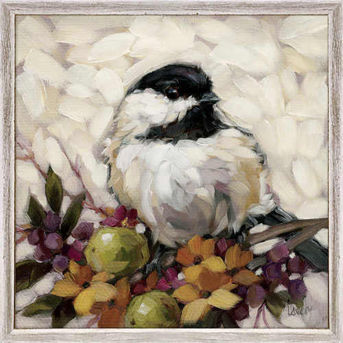 Chickadee With Lime Mini Framed Canvas