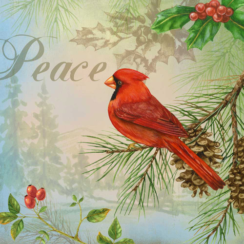 Holiday - Winter Song - Cardinal Stretched Canvas Wall Art