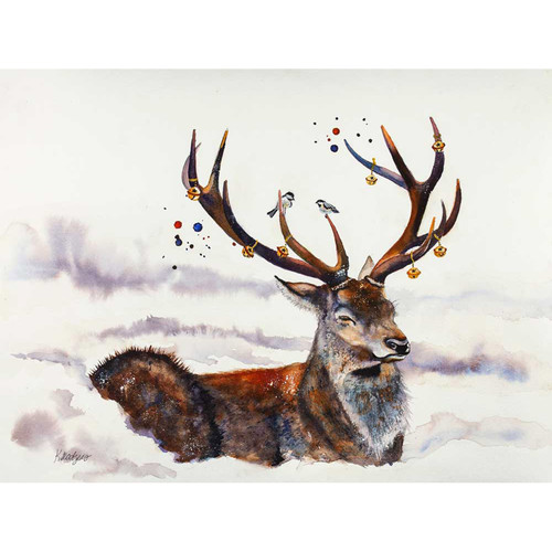 Holiday - Buck and Bells Stretched Canvas Wall Art