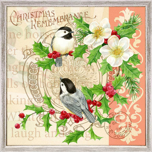 Holiday - 'Tis The Season - Chickadee Pair Mini Framed Canvas