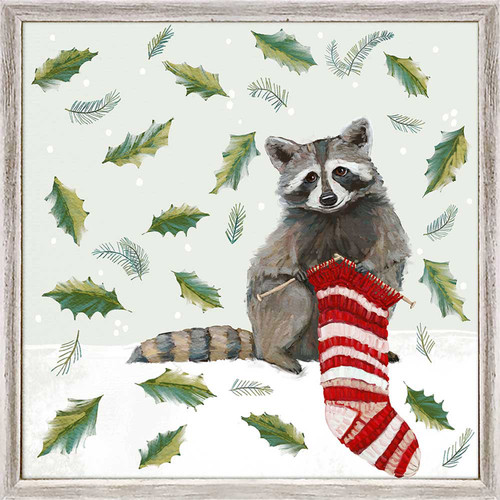Holiday - Festive Knits - Raccoon Mini Framed Canvas