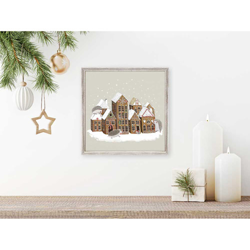 Holiday - Winter Hedgehog Village Mini Framed Canvas