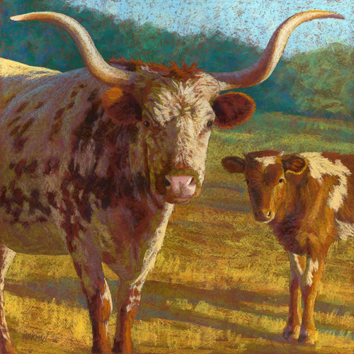 Pastoral Portraits - Curious Cattle Stretched Canvas Wall Art