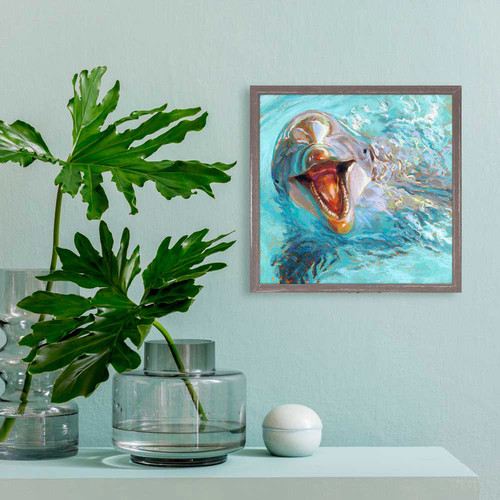 Joyous Dolphin Mini Framed Canvas