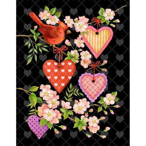 Valentine - Cardinal Hearts Stretched Canvas Wall Art