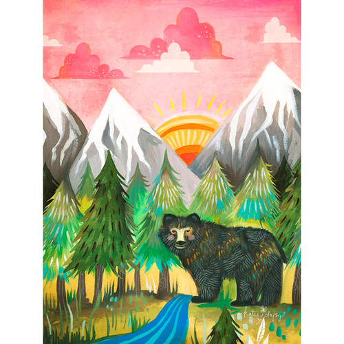 Sunrise Bear Stretched Canvas Wall Art