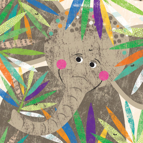 Peeking Jungle Buddies - Elephant Stretched Canvas Wall Art