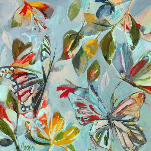 Blue Butterflies Stretched Canvas Wall Art