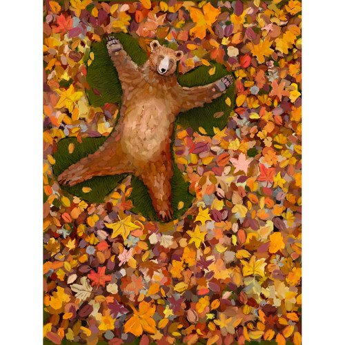 Fall - Autumn Leaf Angel Stretched Canvas Wall Art