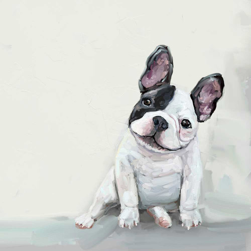 Best Friend - Black & White Frenchie Stretched Canvas Wall Art