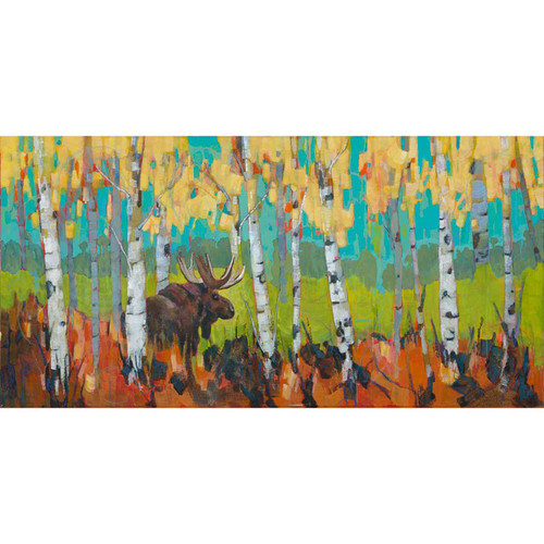 Alone With The Moose Stretched Canvas Wall Art