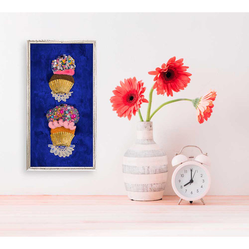 Cupcake Stack - Blue Mini Framed Canvas