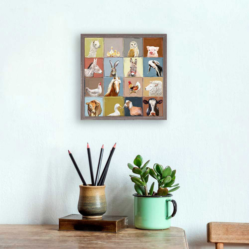 Colorblock Farm Mini Framed Canvas