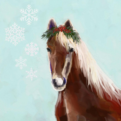 Holiday - Festive Horse Stretched Canvas Wall Art