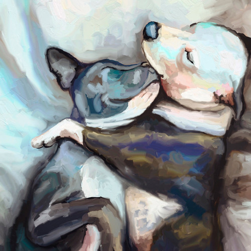 Best Friend - Pit Bull Buddies Stretched Canvas Wall Art